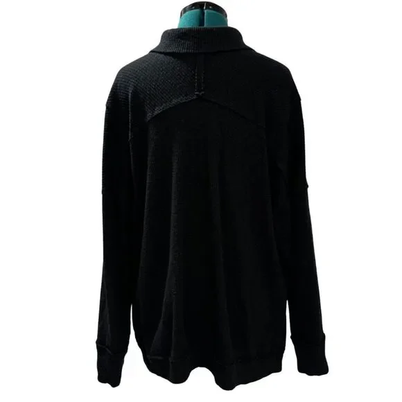 Free People We The Free Walk Away Half Zip Tunic Pullover - Size Medium, Black - Picture 4 of 8